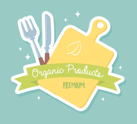 organic products food cutting boardのイラスト素材