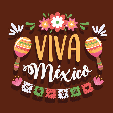 viva mexico letteringのイラスト素材
