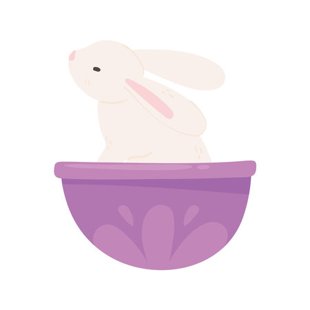 cute rabbit in bowlのイラスト素材