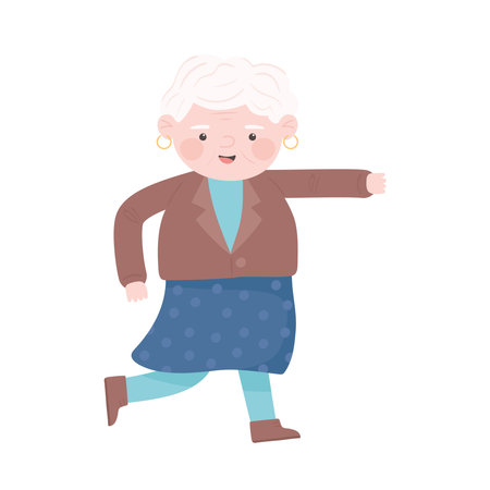 cartoon grandmother walkingのイラスト素材