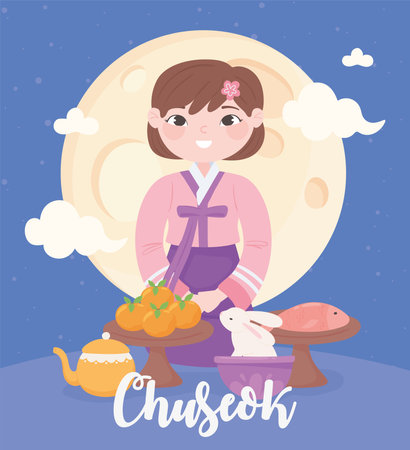 chuseok festive, greeting cardのイラスト素材