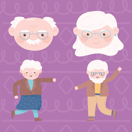 cute grandparents setのイラスト素材