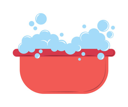 plastic basin with soap sudsのイラスト素材
