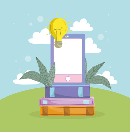 phone and school booksのイラスト素材