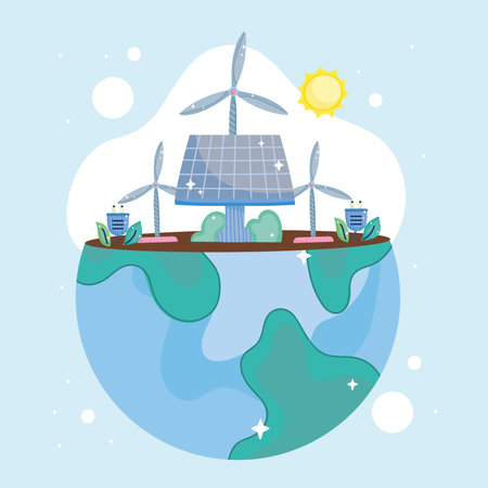 world with sustainable energyのイラスト素材