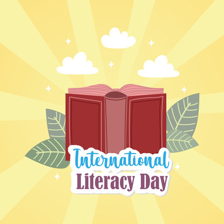 open book international literacy dayのイラスト素材