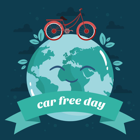 happy planet in world car freeのイラスト素材