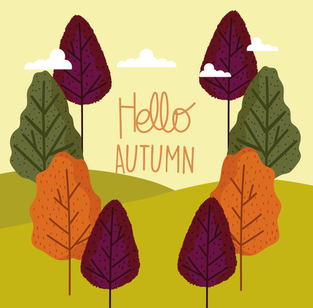hello autumn forest treesのイラスト素材