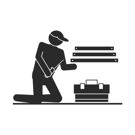 man installing stairsのイラスト素材