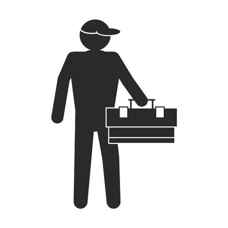 worker with toolboxのイラスト素材