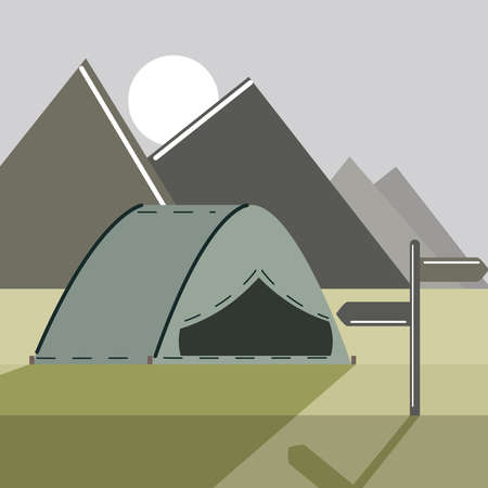 camping landscape and tentsのイラスト素材