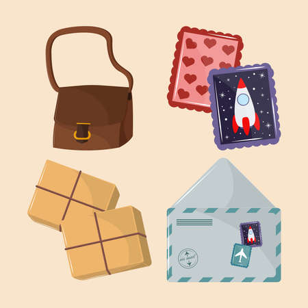 postal service set of iconsのイラスト素材
