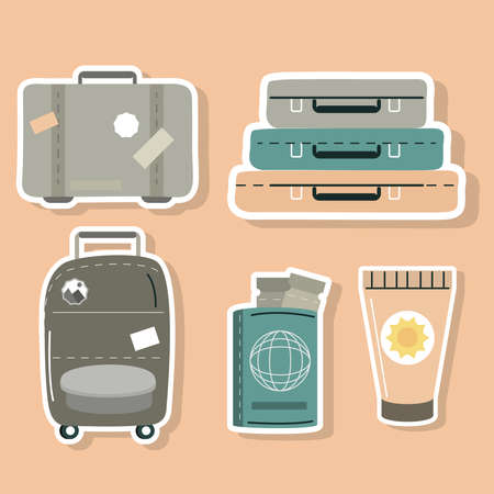 travel suitcases and passportのイラスト素材