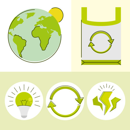 ecology and green energy setのイラスト素材
