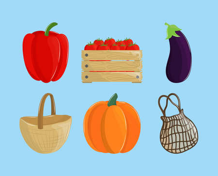 fresh produce setのイラスト素材