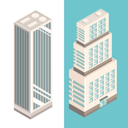 isometric skyscrapers buildingのイラスト素材