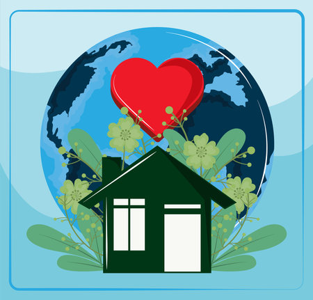world habitat day, green houseのイラスト素材