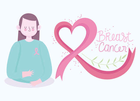 breast cancer young womanのイラスト素材