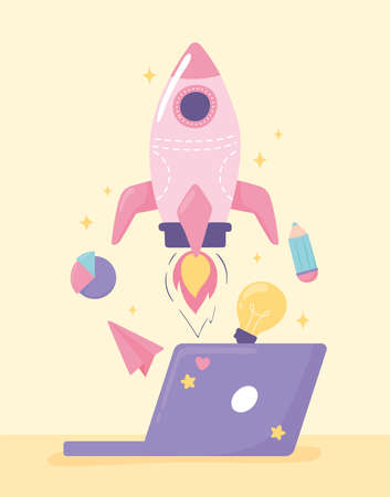 start up laptopのイラスト素材