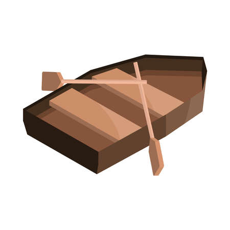 wooden canoe with paddlesのイラスト素材