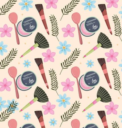 makeup brush and cosmeticsのイラスト素材