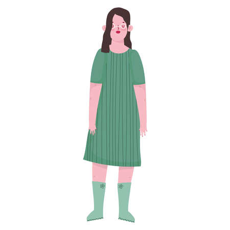 woman in green clothesのイラスト素材