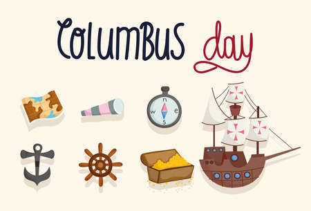 Columbus Day icons setのイラスト素材