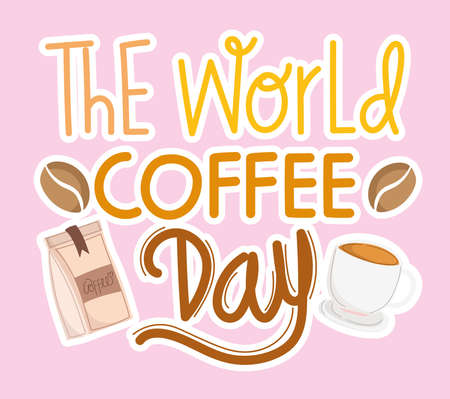 world coffee day cardのイラスト素材