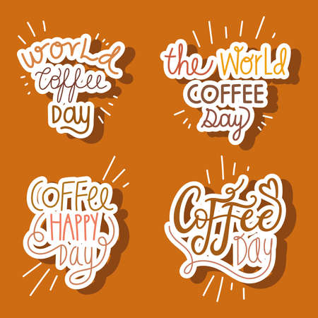 world coffee day, words setのイラスト素材