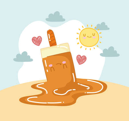 cute melted ice creamのイラスト素材