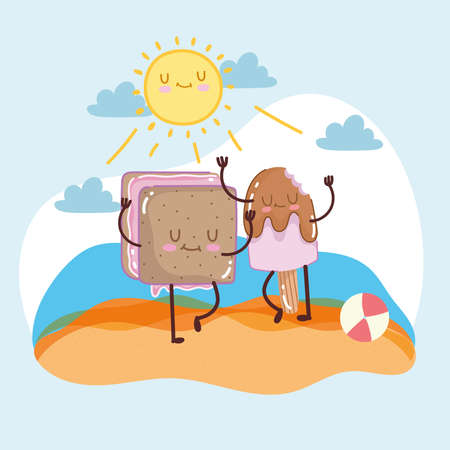 cheerful ice creamsのイラスト素材