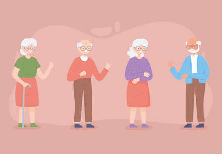 set of cute grandparentsのイラスト素材