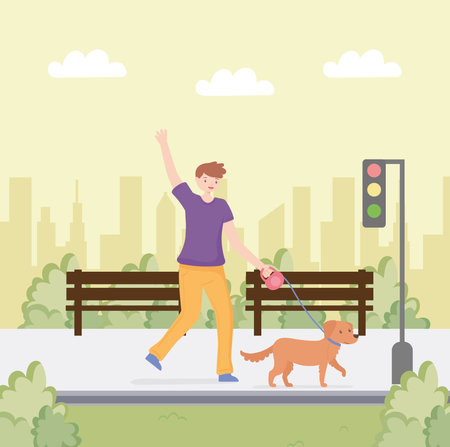 boy with his petのイラスト素材