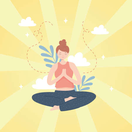 woman meditation poseのイラスト素材