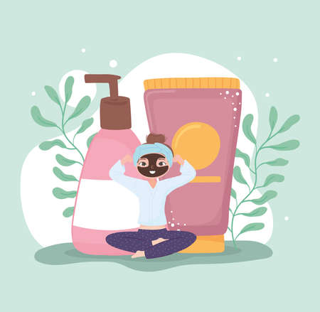 woman applying face maskのイラスト素材