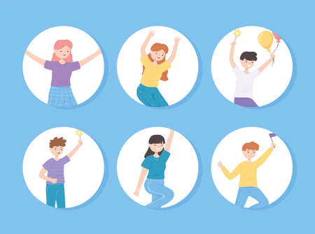 happy group peopleのイラスト素材