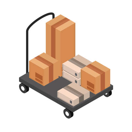 trolley industrial with boxesのイラスト素材