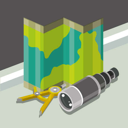 map telescope and compassのイラスト素材