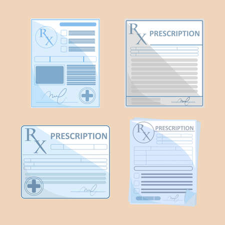set of medicine prescriptionのイラスト素材