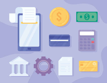 payment solutions iconsのイラスト素材