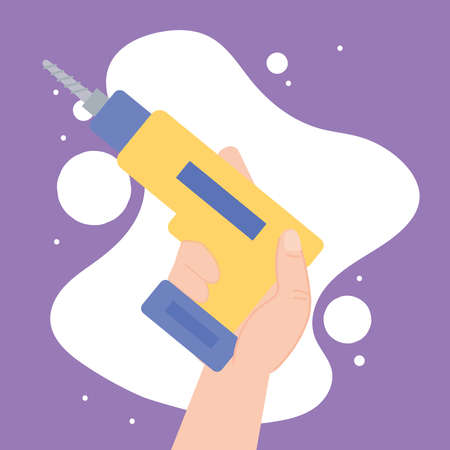 hand with drill toolのイラスト素材