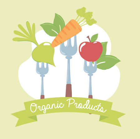 organic products in forksのイラスト素材