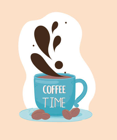 coffee time and beansのイラスト素材