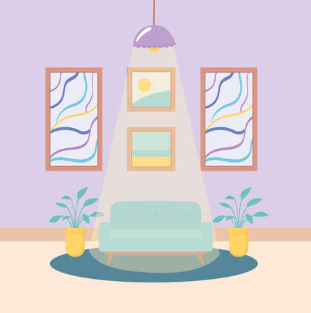 illuminated living roomのイラスト素材