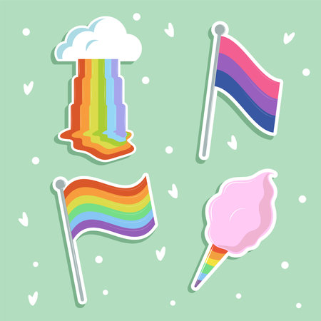 rainbow flag and cottonのイラスト素材