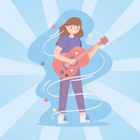 girl with a guitarのイラスト素材