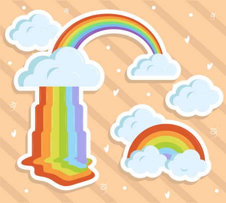 stickers of rainbowsのイラスト素材
