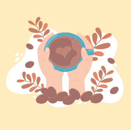 hands with coffee cupのイラスト素材