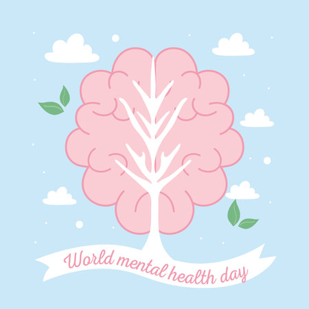 world mental health day brainのイラスト素材