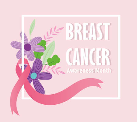 breast cancer awareness postcardのイラスト素材